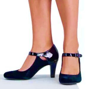 GIANI BERNINI VELMAHL Women's Memory Foam Mary Jane Heels Pumps Navy Size 5.5